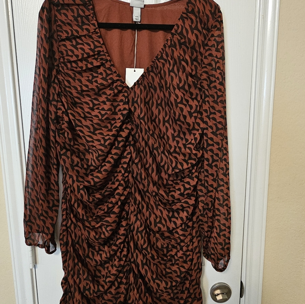 a new day Brown Abstract Print  Size XXL